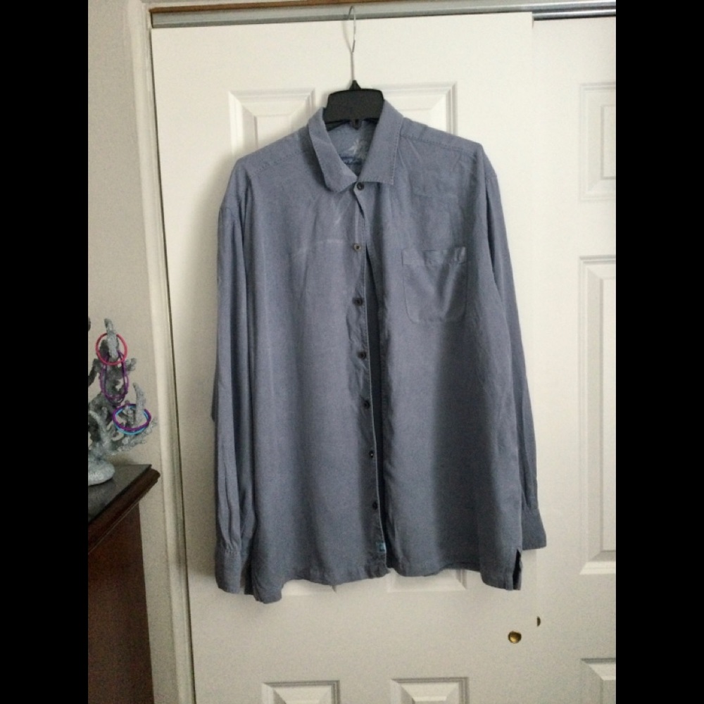 Tommy Bahama 100% silk blue shirt